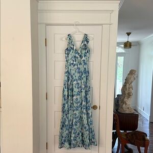 Adrianna Papell Teal Floral Maxi Dress